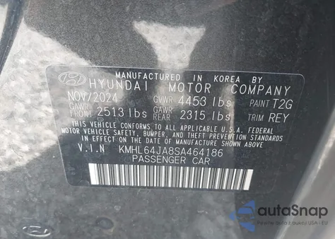 2025 Hyundai Sonata Sel z USA, uszkodzony, nr VIN KMHL64JA8SA464186